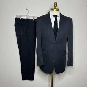 Jos‎ A Bank Tailored Fit Suit Mens Solid Gray 100% Cotton 40L 32W